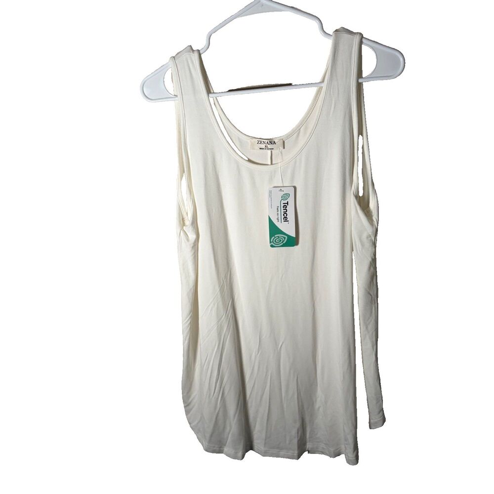 Zenana Tank Top Women's XL Ivory Sleeveless Round Neck Casual Basic Layering